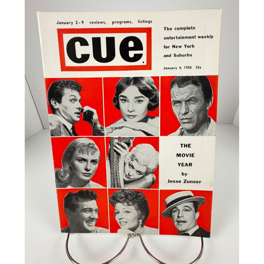 Vintage 1958 Cue Magazine Audrey Hepburn Frank Sinatra NYC TV Ads January 4